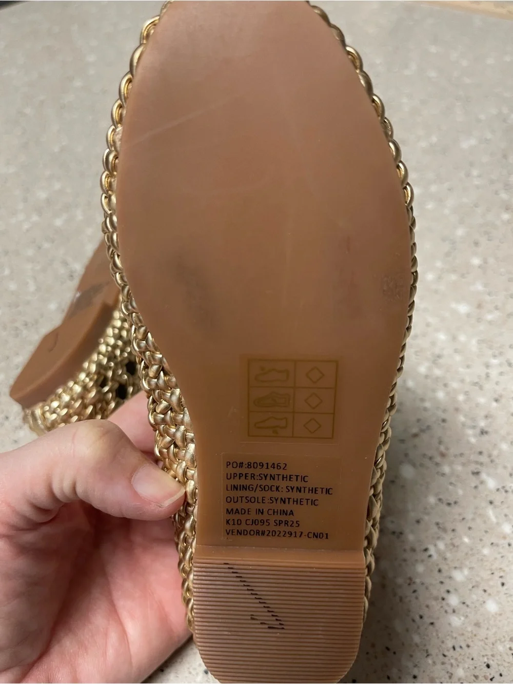 Crewcuts New Girls' Basketweave Ballet Flats Size 10 in Metallic Honey w/Strap